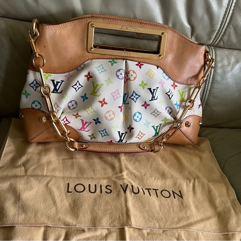 Authentic Louis Vuitton Judy MM Blanc White LV Multicolor Monogram Shoulder Bag